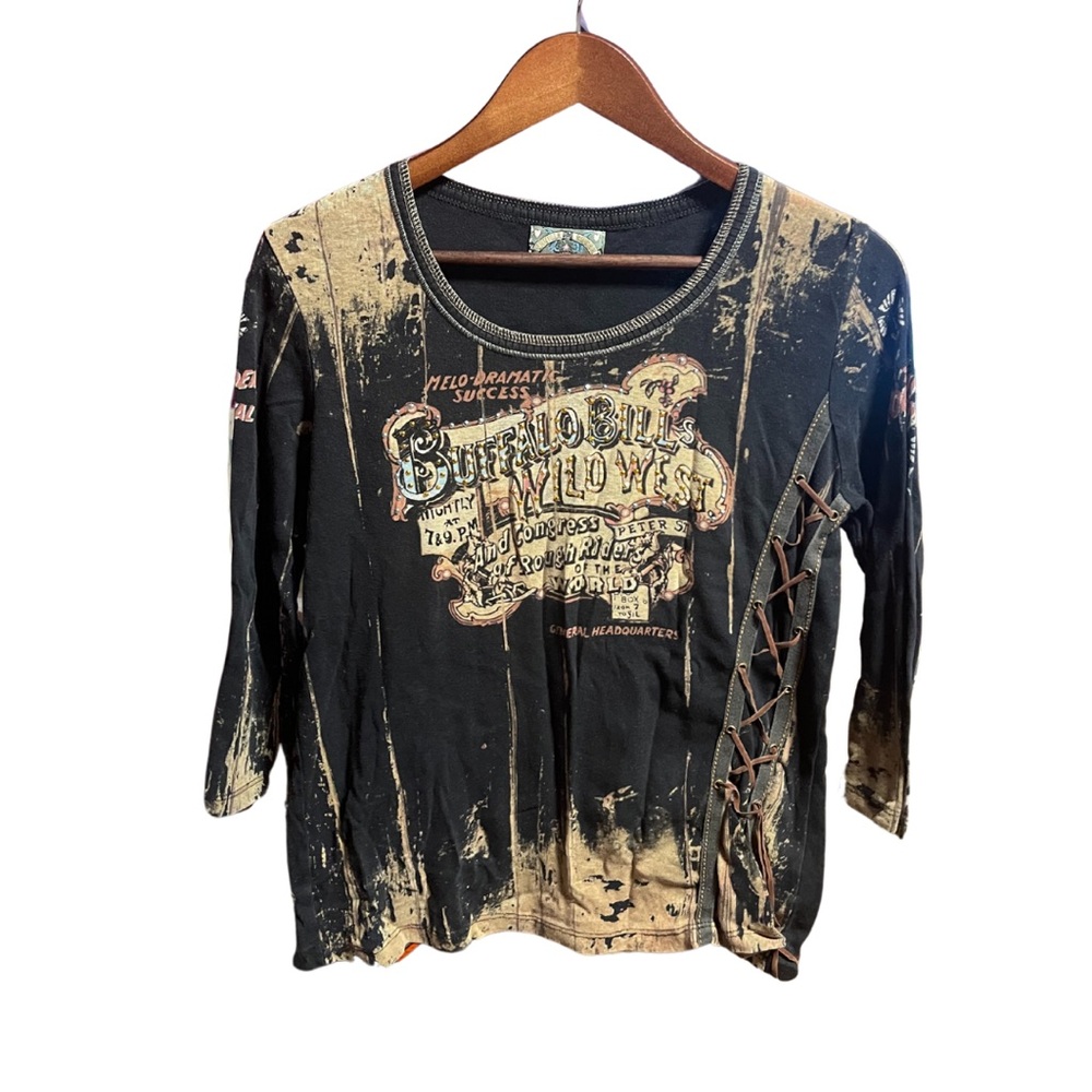 Vanilla Sugar Distressed Graphic Tee Size L | 3/4 Sleeve | Grunge Y2K Aesthetic
